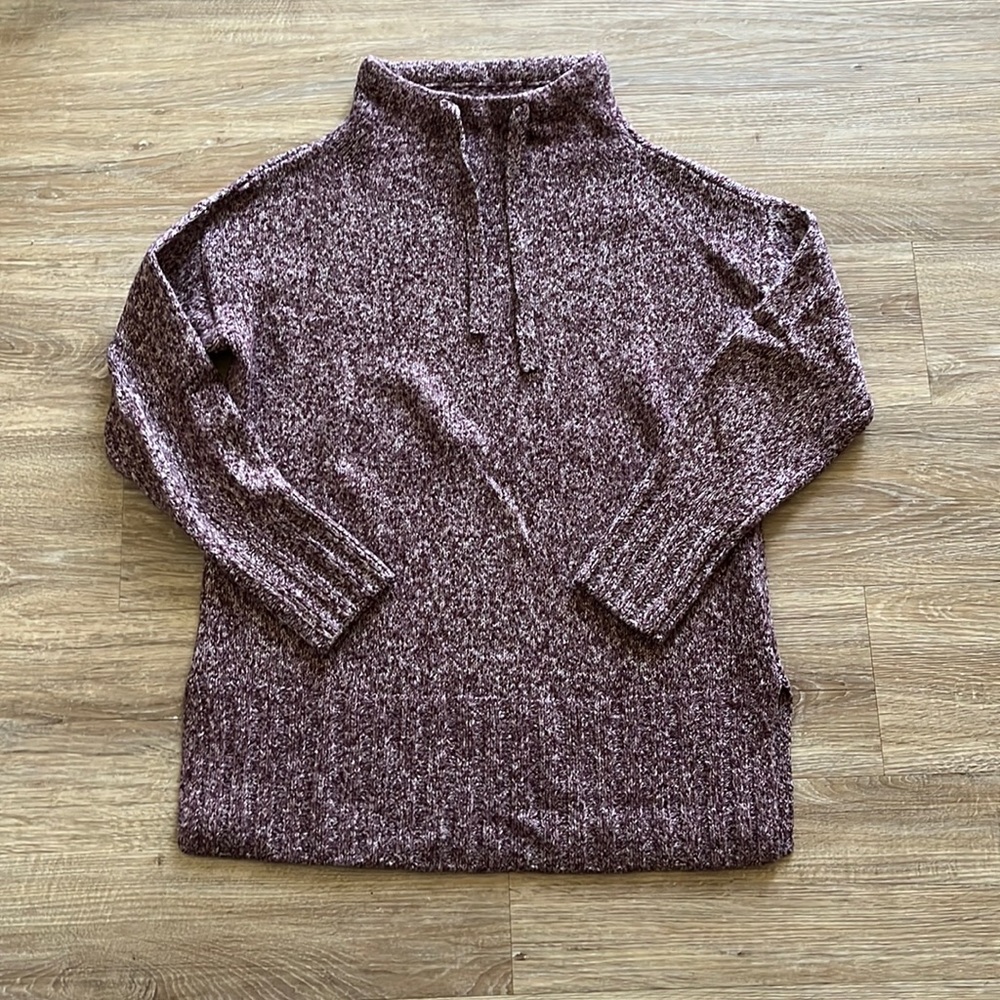 Lou & Grey Marled Sweater with Drawstring funnel neck XXS